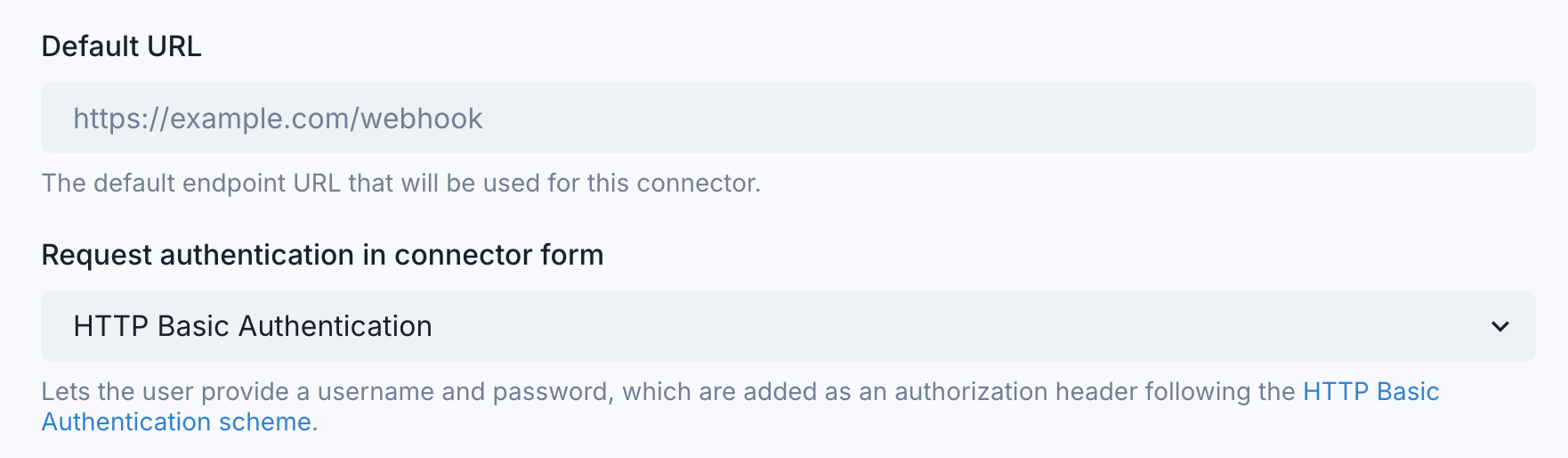 Custom Connector Authentication Configuration
